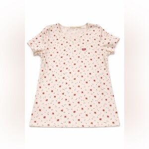 Levi's White Tee with Red Floral Design